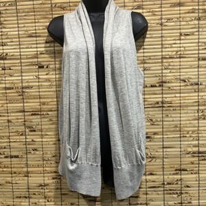 Vince Mens Heather Gray Open Front Sleeveless Cardigan Vest Shawl Collar S‎